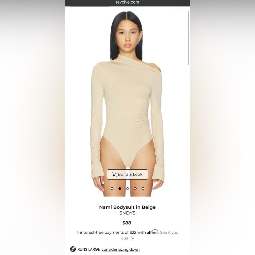 SNDYS Beige One-Shoulder Bodysuit